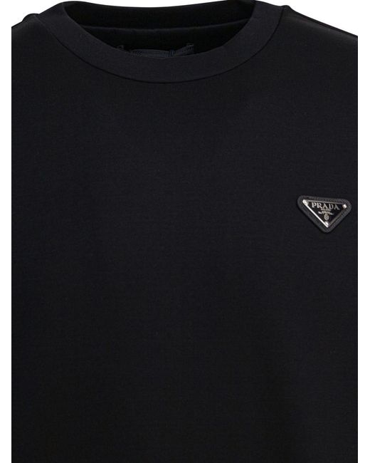 Prada Black Logo Cotton Sweatshirt for men