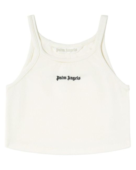 Palm Angels White Printed Tank Top