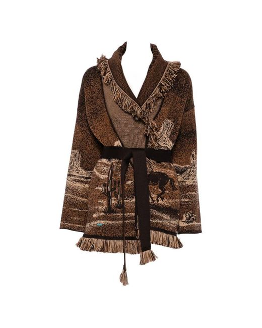 Alanui Brown Wild Wild Wool Cardigan