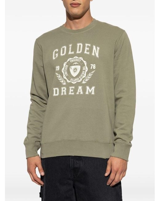 Golden Goose Deluxe Brand Green Logo Cotton Sweatshirt for men