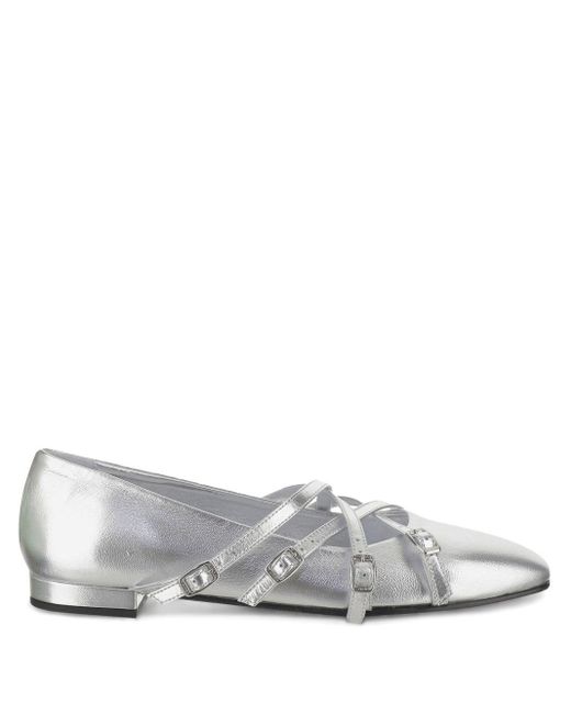 CAREL PARIS White Eloise Leather Ballet Flats