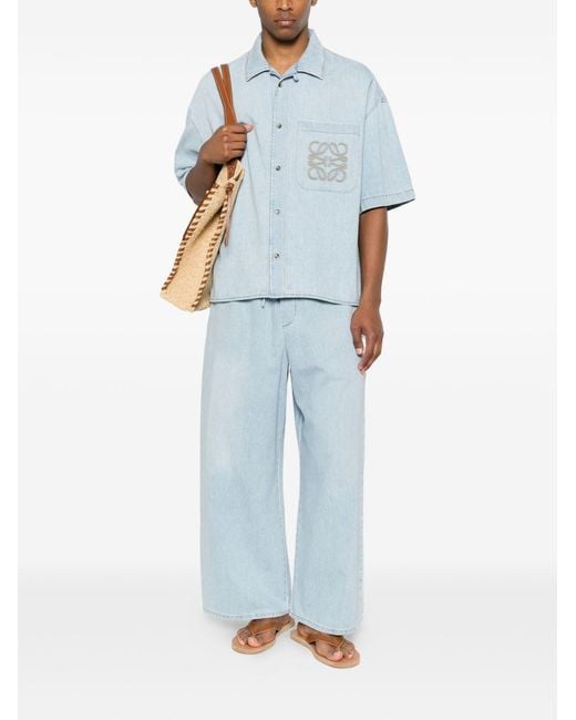 Loewe Blue Cotton Drawstring Trousers for men