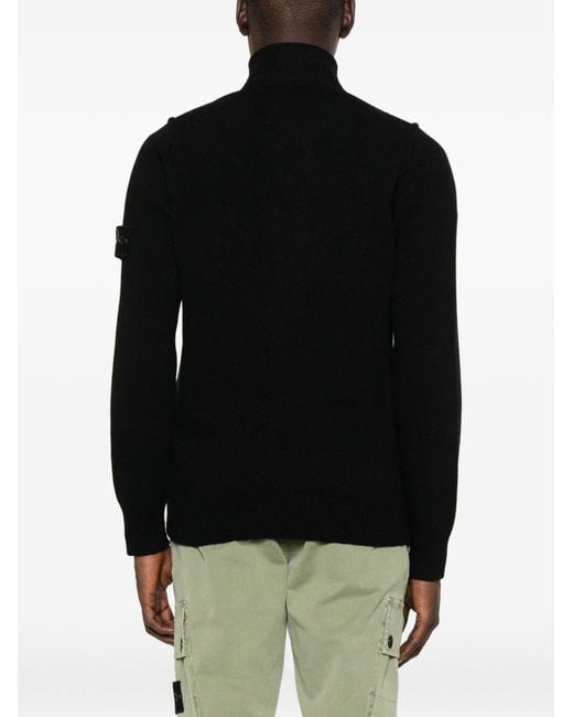Stone Island Black Wool Cardigan for men