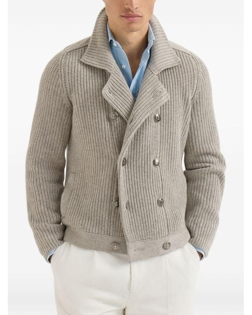 Brunello Cucinelli Gray Cashmere Cardigan for men