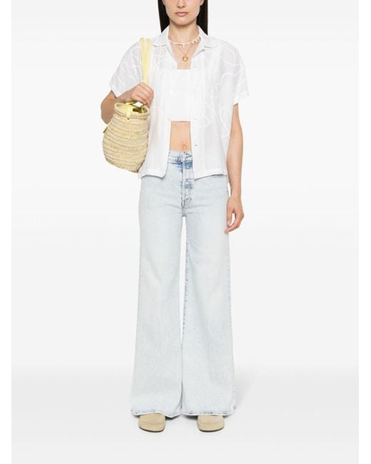 Mother White Wide Leg Jeans