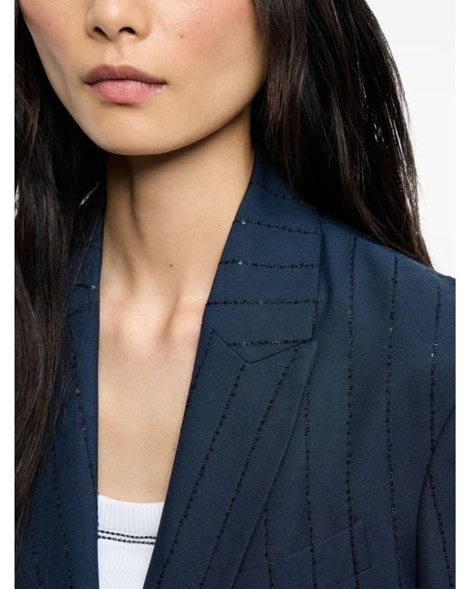 Brunello Cucinelli Blue Belted Single-Breasted Jacket