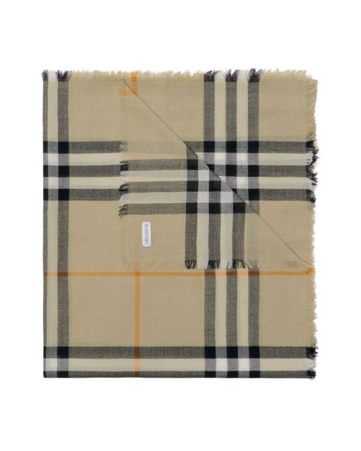 Burberry Green Raw-Cut Checked Wool Scarf for men