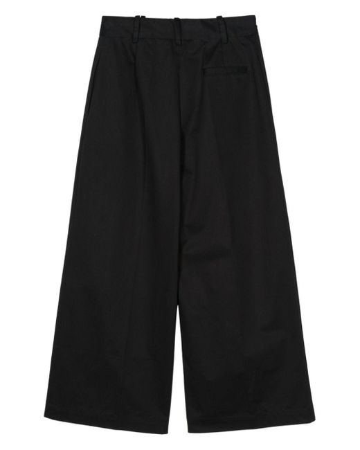 Semicouture Black Wide-leg Cotton Trousers