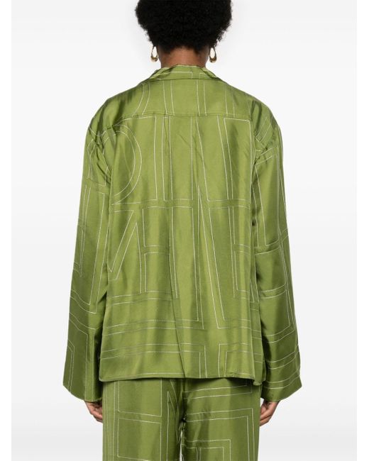 Totême  Green Monogram Silk Shirt