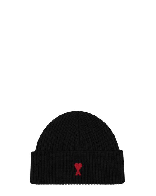 AMI Black Wool Hat for men