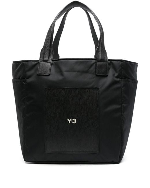 Y-3 Black Logo Tote Bag for men