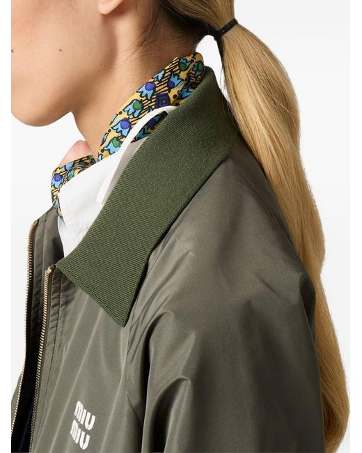 Miu Miu Green Technical Fabric Blouson Jacket