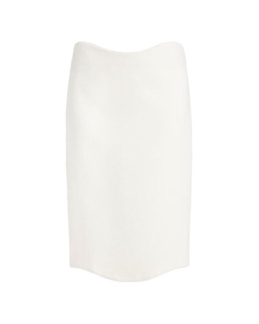 Alaïa White Wool Midi Skirt