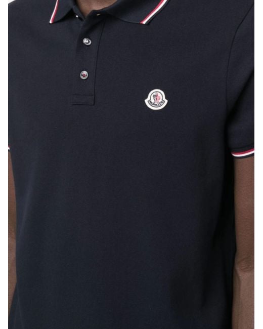 Moncler Blue Polo Shirt With Logo for men