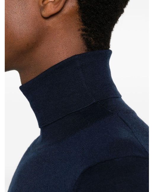 Brioni Blue Cashmere And Silk Turtleneck Sweater for men