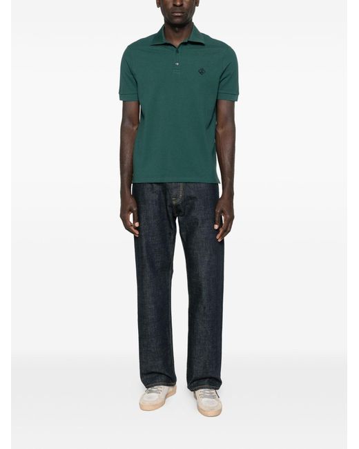 Herno Green Logo Cotton Polo Shirt for men