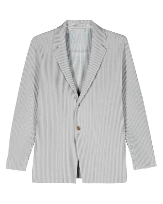 Homme Plissé Issey Miyake Gray Pleated Single-Breasted Jacket for men