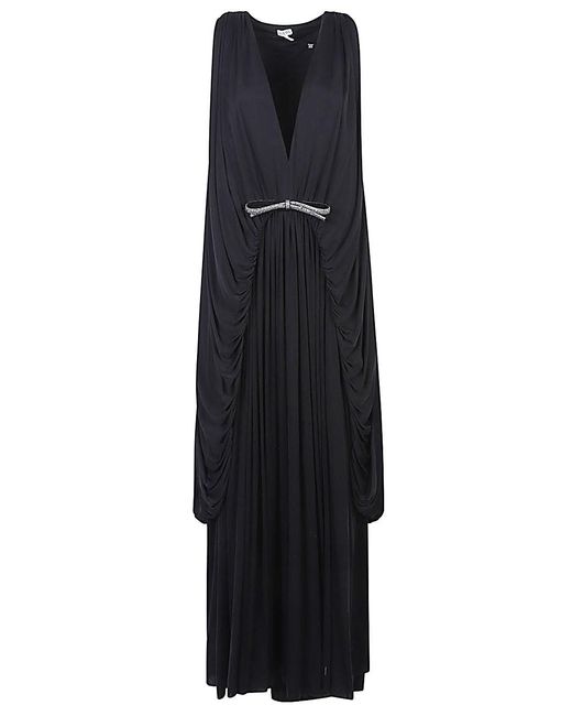 Loewe Blue Silk Draped Long Dress