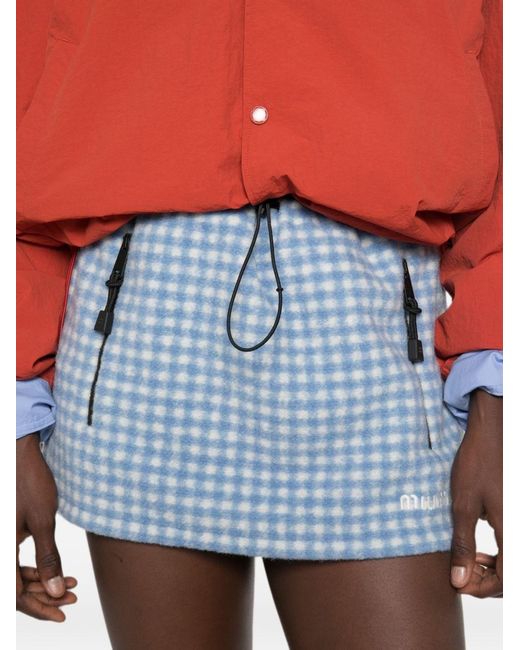 Miu Miu Blue Wool Blend Mini Skirt