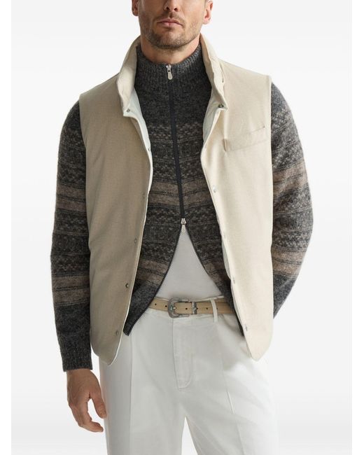 Brunello Cucinelli White Wool Padded Vest for men