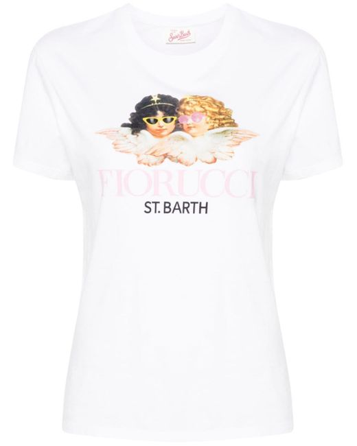 T-shirt Angels con stampa X Fiorucci di Mc2 Saint Barth in White