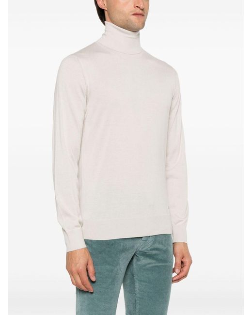Brioni White Cashmere And Silk Turtle-Neck Sweater for men