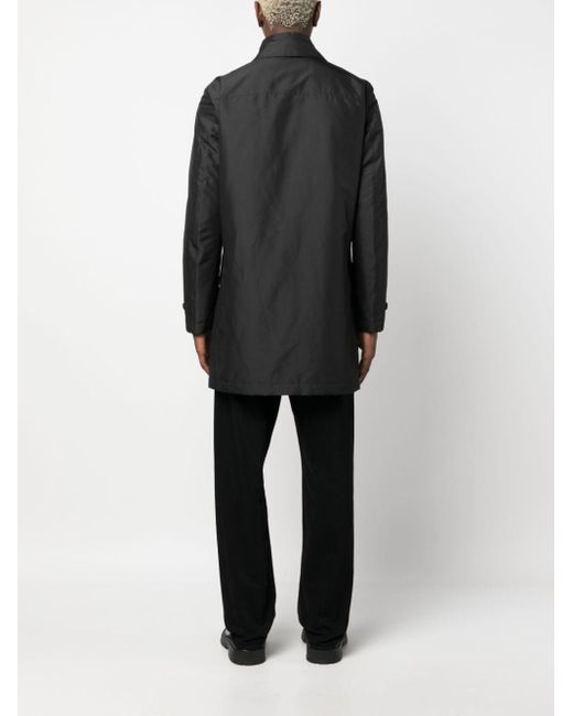 Fay Black Double-layer Camp-collar Coat for men