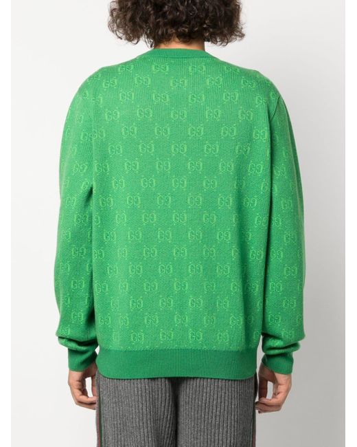 Gucci Green GG Wool Jacquard Sweater for men