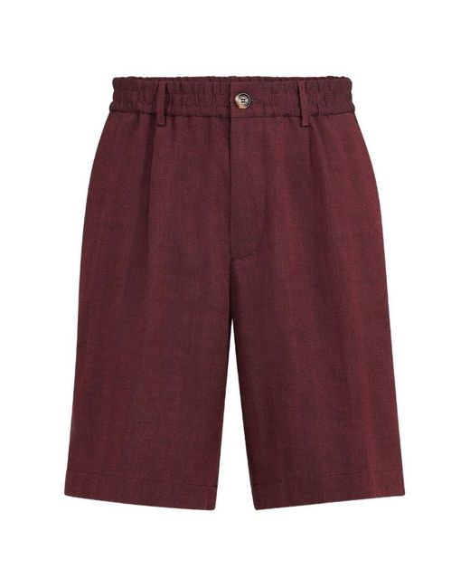 Brunello Cucinelli Purple Linen Bermuda Shorts for men