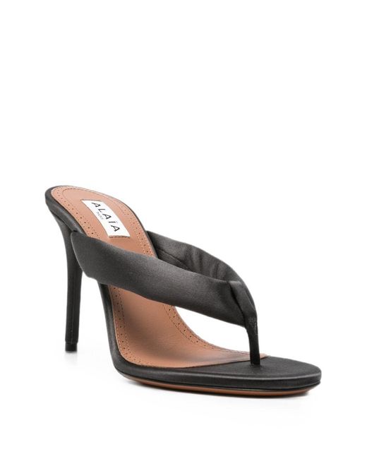 Alaïa Gray Leather Thong Sandals