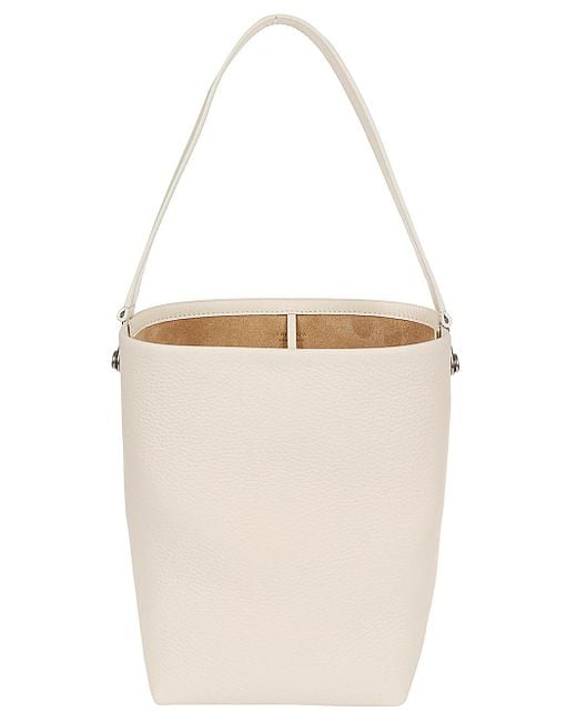 The Row White Hook Small Leather Bucket Bag