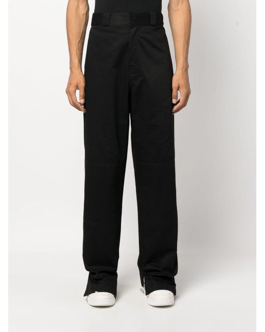Palm Angels Black Sartorial Loose-fit Cotton Trousers for men