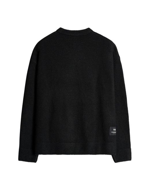 Y-3 Black Wool Blend Crenwneck Sweater for men