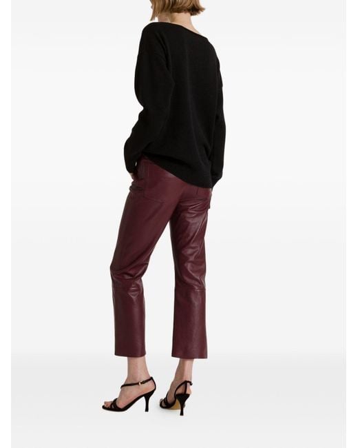 Alberta Ferretti Red Faux Leather Trousers