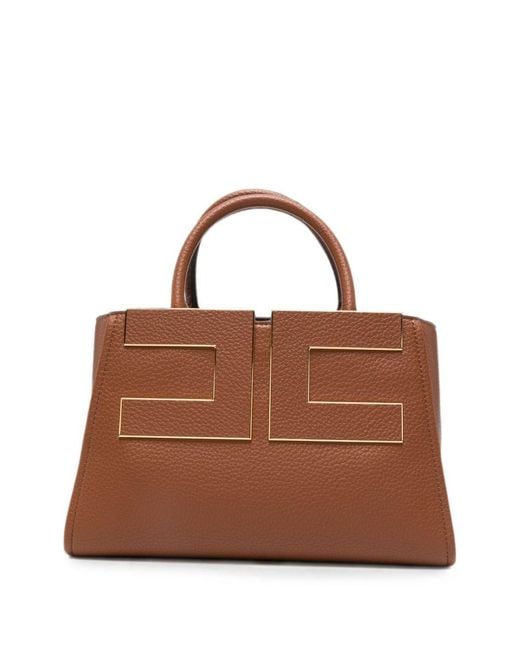 Elisabetta Franchi Brown Faux Leather Tote Bag