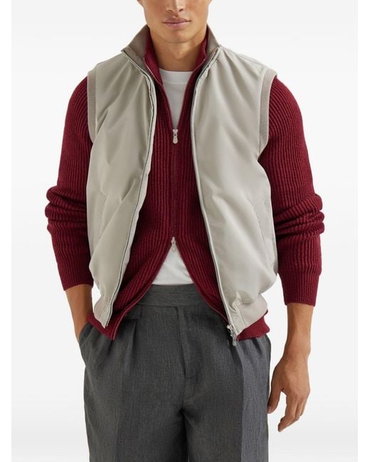 Brunello Cucinelli Gray Down Vest for men