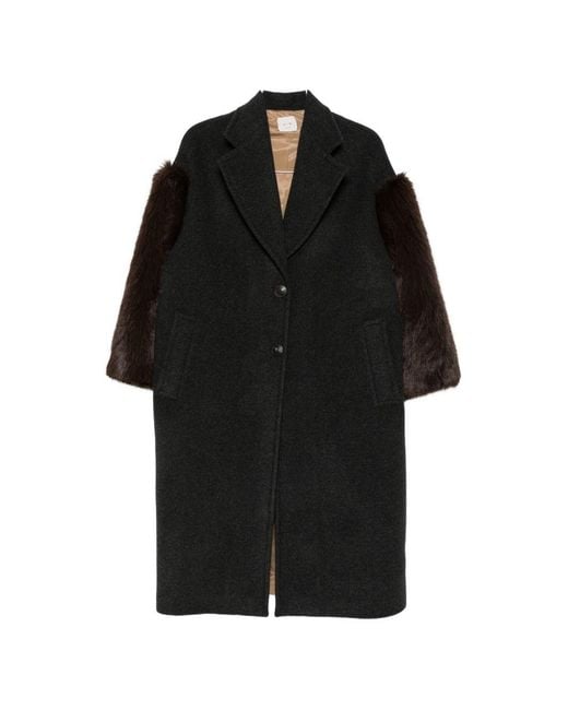 Alysi Black Wool Blend Coat