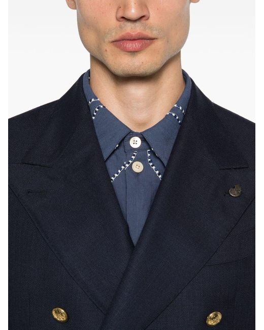 Gabriele Pasini Blue Double-Breasted Blazer for men