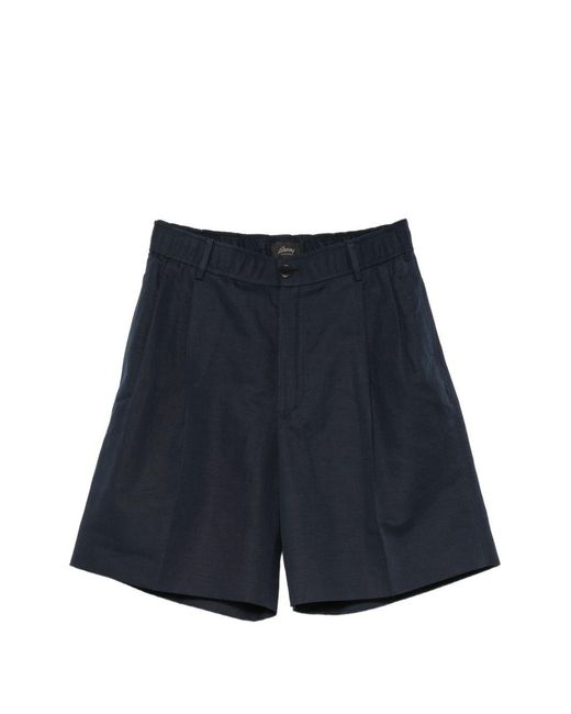 Brioni Blue Bellagio Linen And Cotton Shorts for men