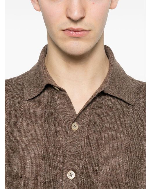 Brunello Cucinelli Brown Linen And Cotton Blend Cardigan for men