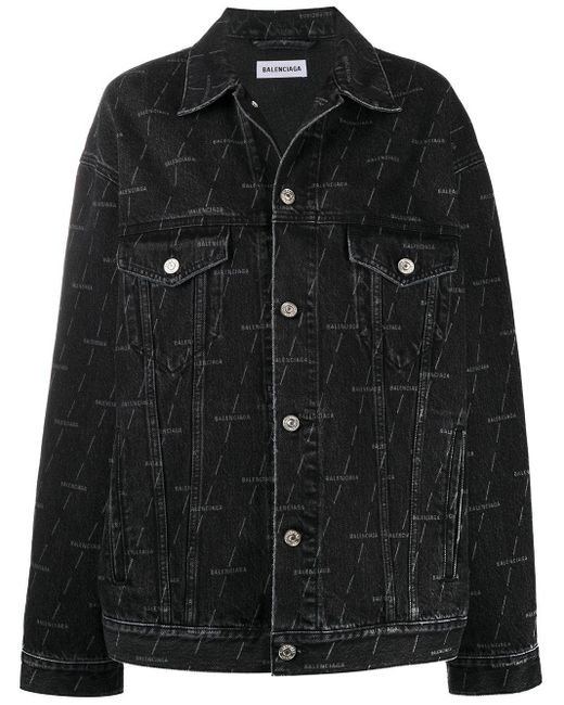 Balenciaga Black Logo-print Denim Jacket