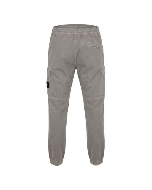 Stone Island Gray Cotton Cargo Trousers for men