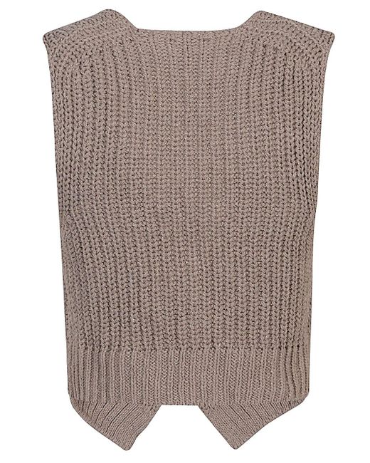 Alysi Brown Knitted Cotton Vest