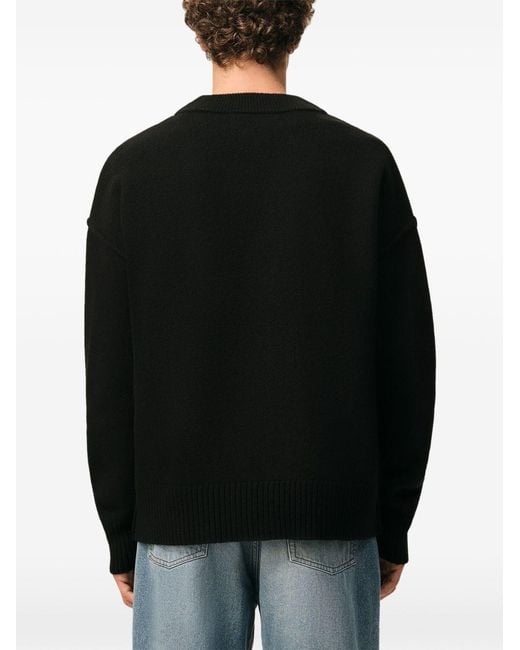 AMI Black Ami De Coeur Wool Cardigan for men