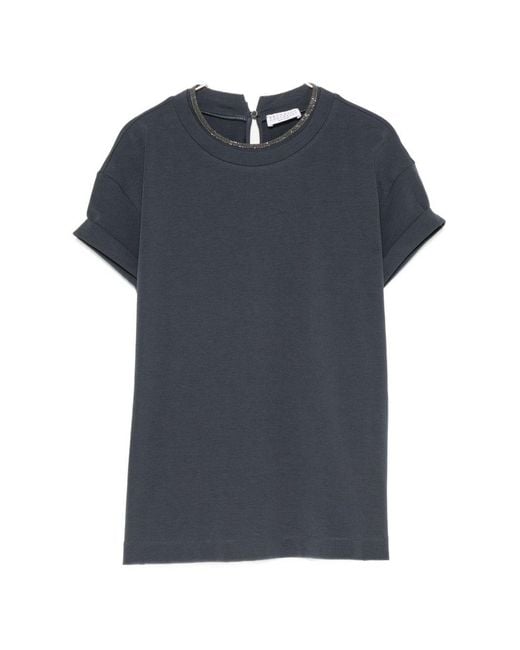 Brunello Cucinelli Blue Cotton T-Shirt