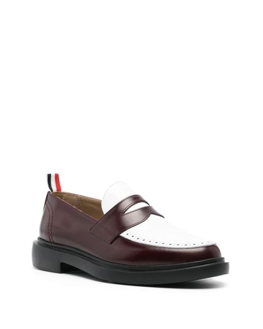 Thom Browne Brown Panelled Leather Loafers for men