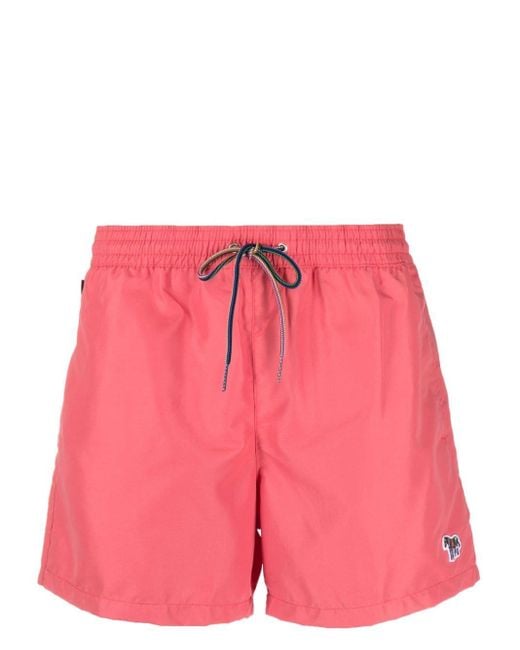 Paul Smith Pink Zebra Logo Swim Shorts for men