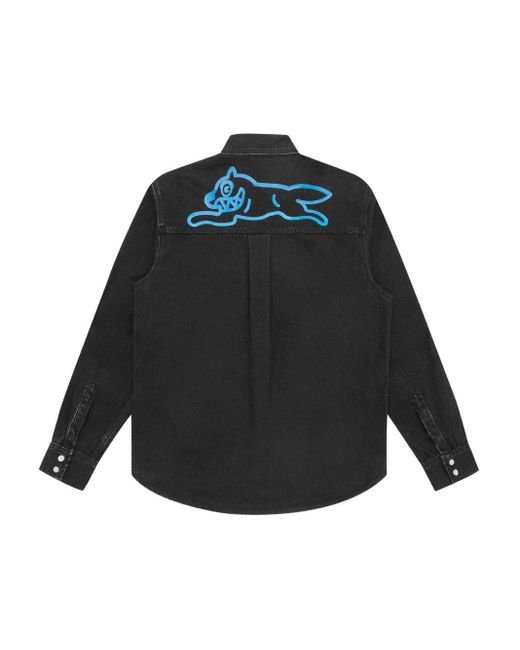 ICECREAM Black Running Dog Denim Shirt for men