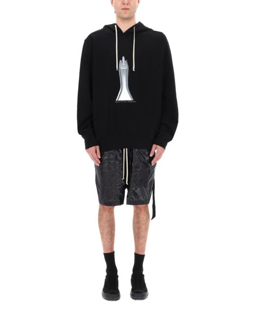 Rick Owens Black Hooded Sweatshirt for men