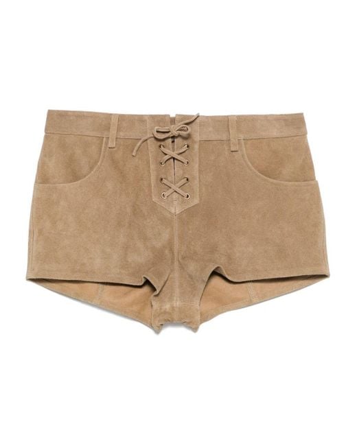 Isabel Marant Natural Delma Leather Shorts